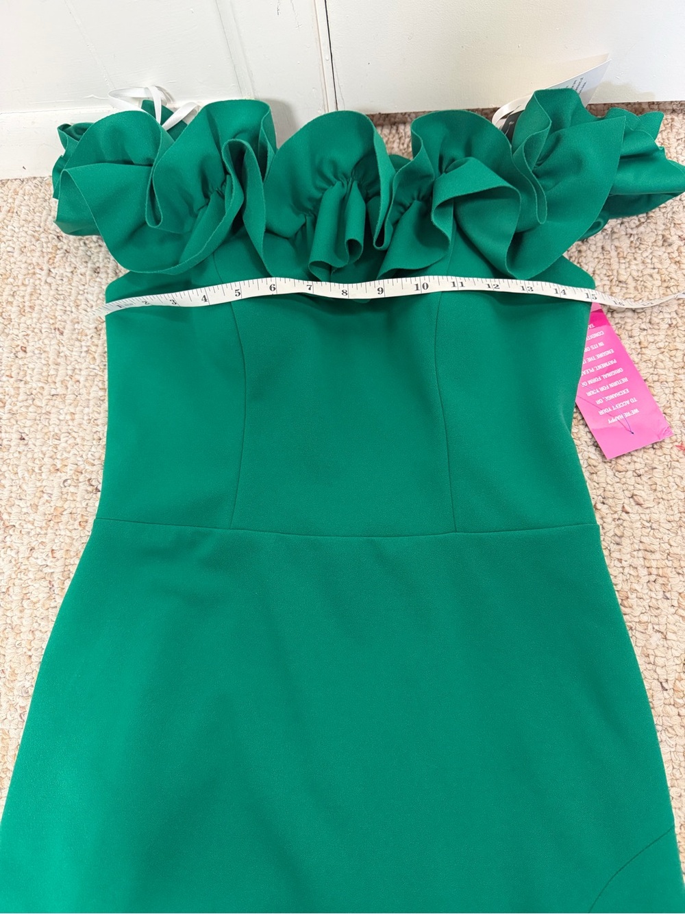 Xscape Emerald One-Shoulder Ruffle Gown with High Slit - Picture 8 of 10